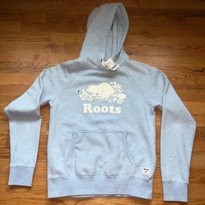 Roots light blue hoodie. Size small. Brand new
